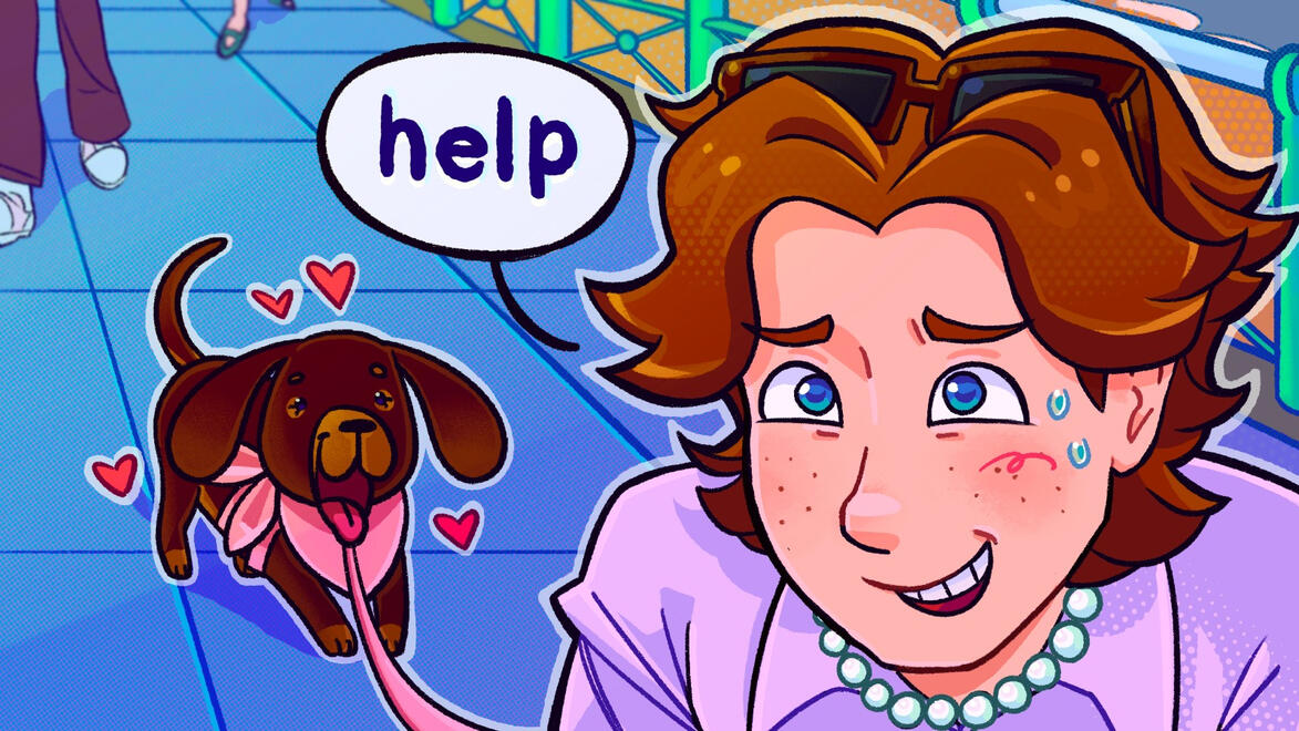 Thumbnail art of MaxGGs vod "Walking a dog to overcome my fear of dogs". Thumbnail art of MaxGGs vod "Walking a dog to overcome my fear of dogs".